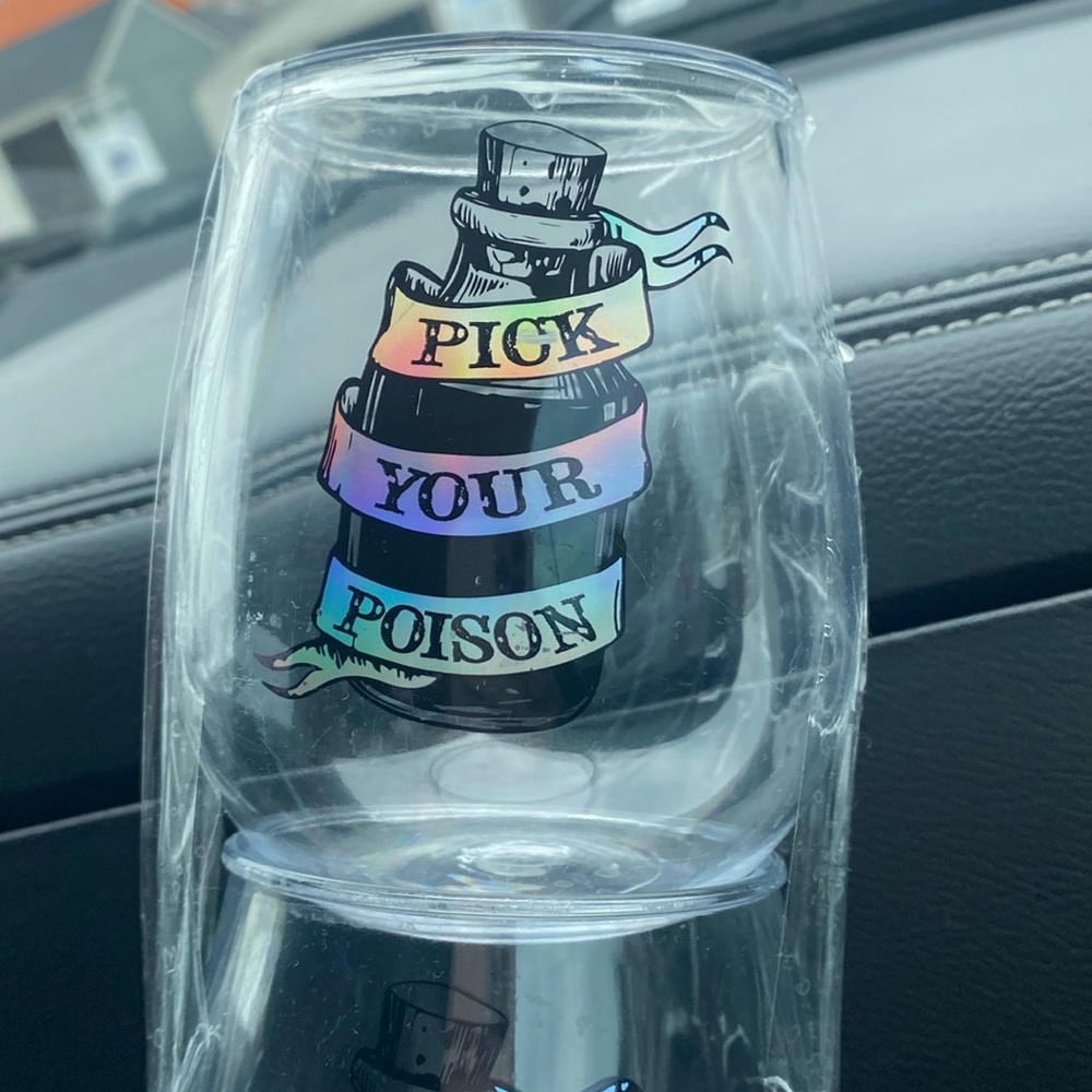 Set of 3 Pick Your Poison Plastic Wine Glasses